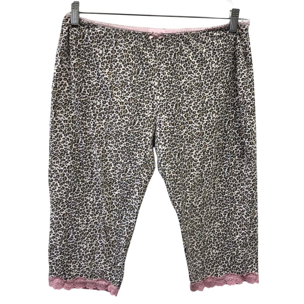 Steve Pants Womens Large Lounge Short Leopard  Elastic Waist